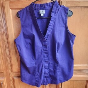 Worthington Purple Sleeveless Button Down Top Size L
